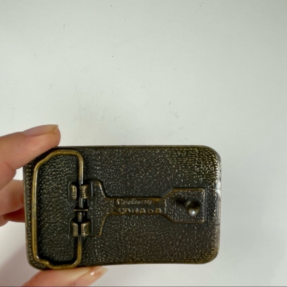 Leather & Brass Belt Buckle Logo GM AC Delco - Picture 4 of 8